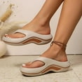 thumbnail image 2 of GPOECD Women's Summer Slide Sandals Comfortable Thick Sole Flip Flops Outdoor Beach Travel Toe Post Slippers Casual Wear With Jeans Grey,9, 2 of 9