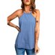 thumbnail image 1 of Blusa con cuello halter y nudo en la espalda, cuello elástico, blusa informal sin mangas de color puro para mujer, 1 of 6
