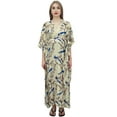 thumbnail image 3 of Bimba Moms Printed Yellow Maternity Kimono Sleeve Kaftan Nursing Maxi Dress-8, 3 of 7