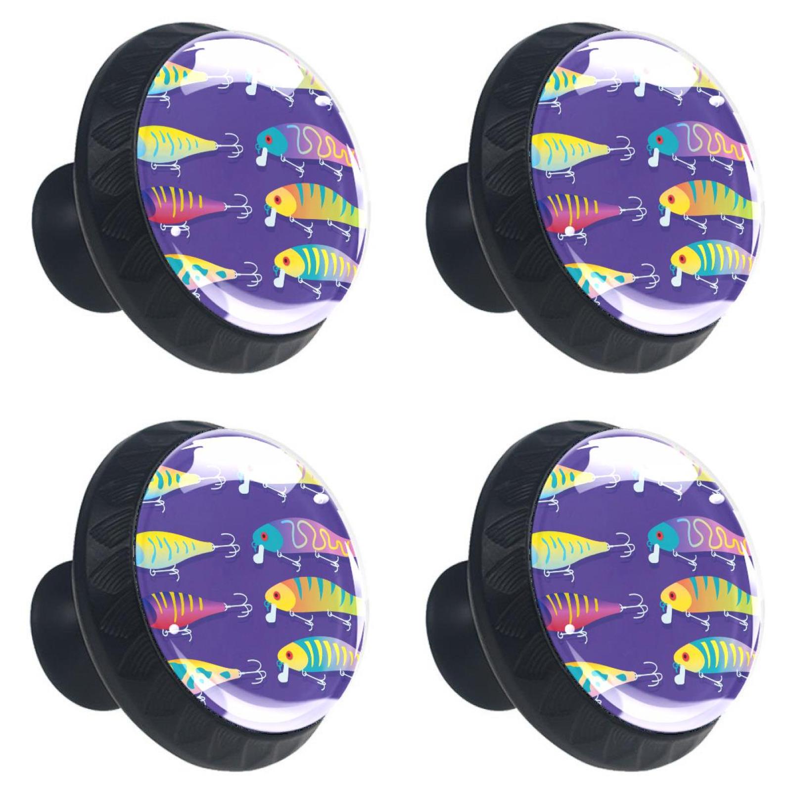 Ownta Fishing Lure With Dark Purple Background Black Round Glass Drawer