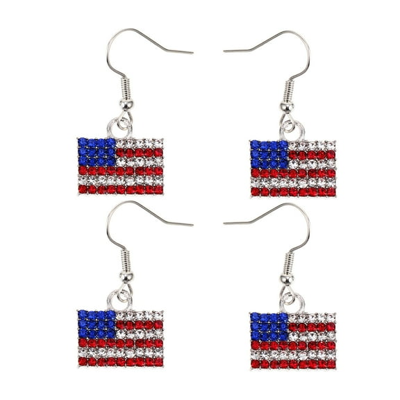 HOMEMAXS Creative American Flag Rhinestone Earrings for Women Fashion Jewelry Multi Color Alloy Eardrops