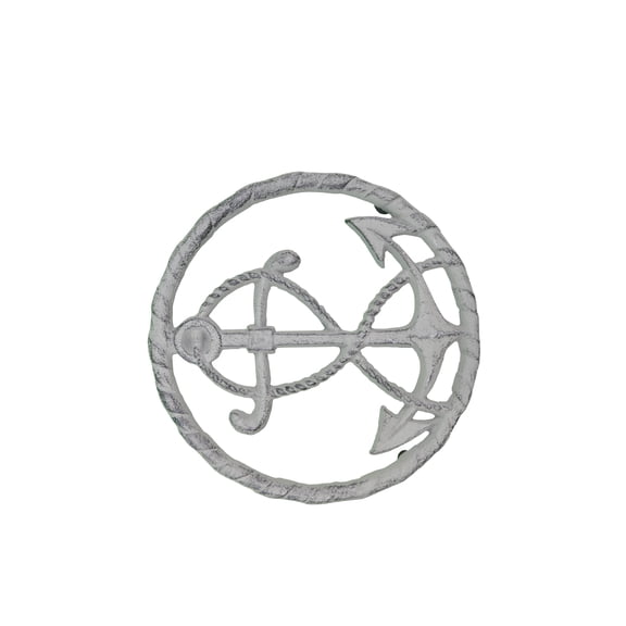 Decorative Round Cast Iron Trivet With Ships Anchor Design 7.75" Wide by Flag Emotes