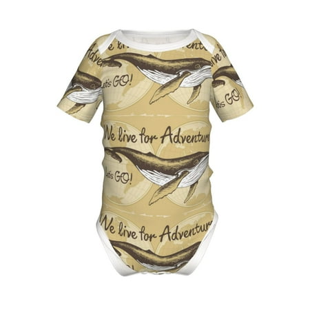 

Lukts We Live for Adventure Print Baby Short Sleeve Romper Onesie for Newborn Baby Boys and Girls-18 Months