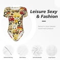 thumbnail image 4 of KLL Women 's Crew Neck Bodysuit Jumpsuits Vehicles Print Short onesies Stretch T Shirts, 4 of 7