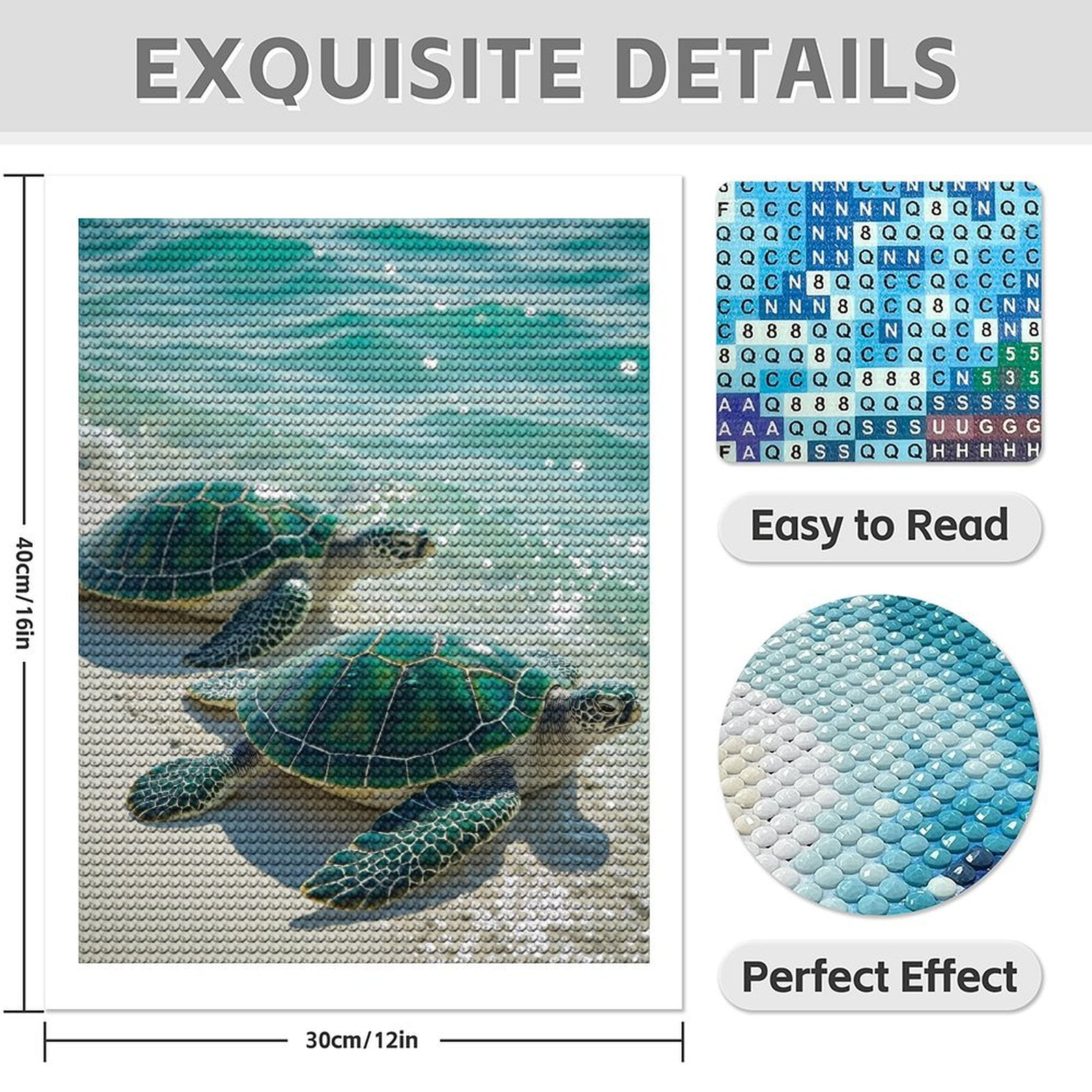 Diamond Art Kits for Adults - 5d Sea Turtles Beach Waves Diamond Painting for Adults, Diamond Art for Adults Beginners, Frameless Diamond Painting Kits for Adults for Home Wall Decor