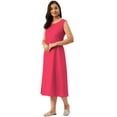 thumbnail image 4 of eloria Women Tunic Top Maxi Sleevless Round Neck Casual Dress Color : Punch Pink Size : 3XL, 4 of 6