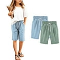 thumbnail image 4 of 2 Pack Girls Casual Bermuda Shorts Kids Knee Length High Waisted Summer Shorts Comfy Drawstring Short Pants with Pockets, 4 of 4