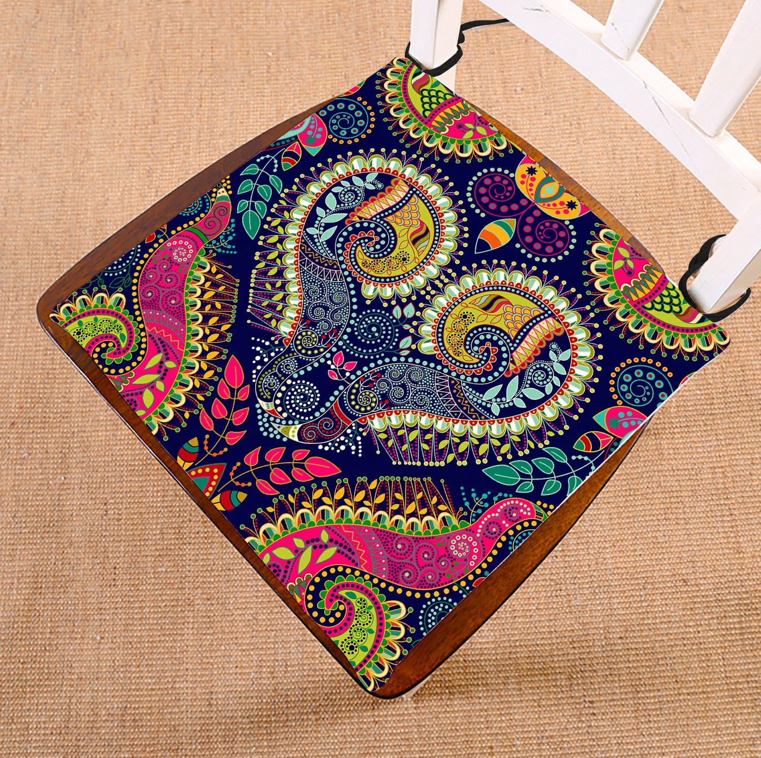 PHFZK Floral Flower Chair Pad, Colorful Paisley Artwork ...