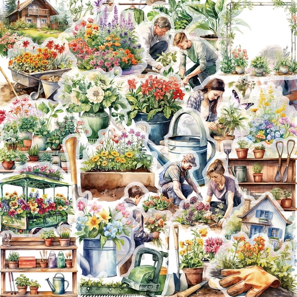 50 pegatinas Garden & Plant para álbumes de recortes, diarios, etc.