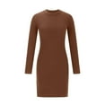 thumbnail image 3 of Oplxuo Women's Long Sleeve Pullover Sweater Dress, Sexy Slim Fitted Crew Neck Casual Ribbed Knit Bodycon Dresses, 3 of 5