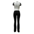 thumbnail image 4 of gbyLJF 2 Piece Sets for Women Summer Casual Workout Yoga Sweatsuit Slim Fit Crew Neck T-shirt High Waist Legging Outfits, 4 of 6