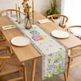 thumbnail image 3 of Table Runner 108 Inches Long for Kitchen Dining, Easter Dresser Scarf Farmhouse, Dining Table Decorations for Wedding/Parties, Rustic Gnomes Duck Floral Colorful Eggs Wooden Grain 13 x 108 In, 3 of 8