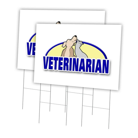 Veterinarian 2 Pack Of 24" x 36" Yard Sign & Stake | Advertise Your Business | Stake Included Image On Front Only | Made in The USA