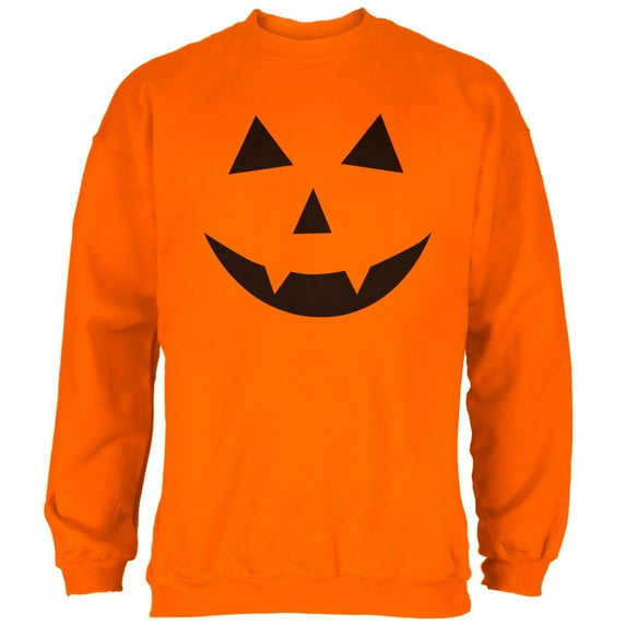 Halloween Jack-O-Lantern Costume Fangs Face Mens Sweatshirt Safety Orange MD