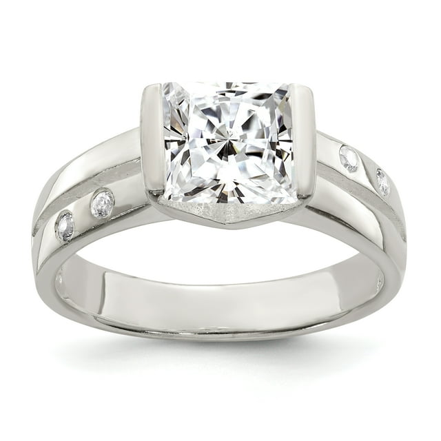 925 Sterling Silver Square Cubic Zirconia Cz Ring