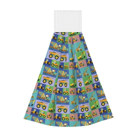 

Adobk Construction Machinery Print Coral Velvet Hand Wipes Fashion Hanging Kitchen Towel for Bathroom Washcloth Absorbent Tie Towel