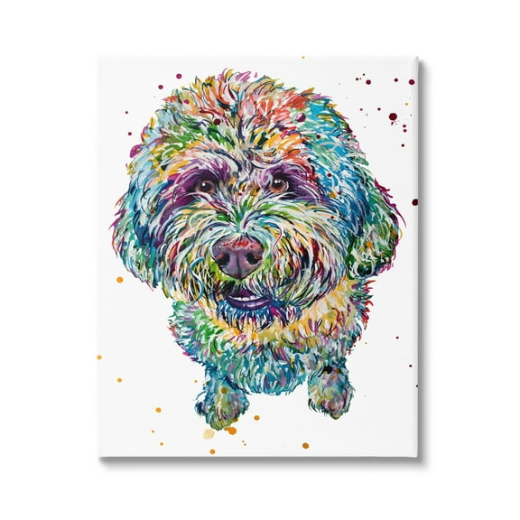 Stupell Bold Terrier Dog Pet Portrait Animals & Insects Painting Gallery Wrapped Canvas Print Wall Art