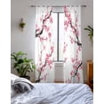 thumbnail image 3 of Pink Flowers Sheer Curtains 63 Inch Length 2 Panels Set for Living Room/Bedroom, Pink Blossoms Botanical Floral Branches Kitchen Curtains Grommet Semi-Sheer Curtains Window Treatments 42"x63"x2, 3 of 7