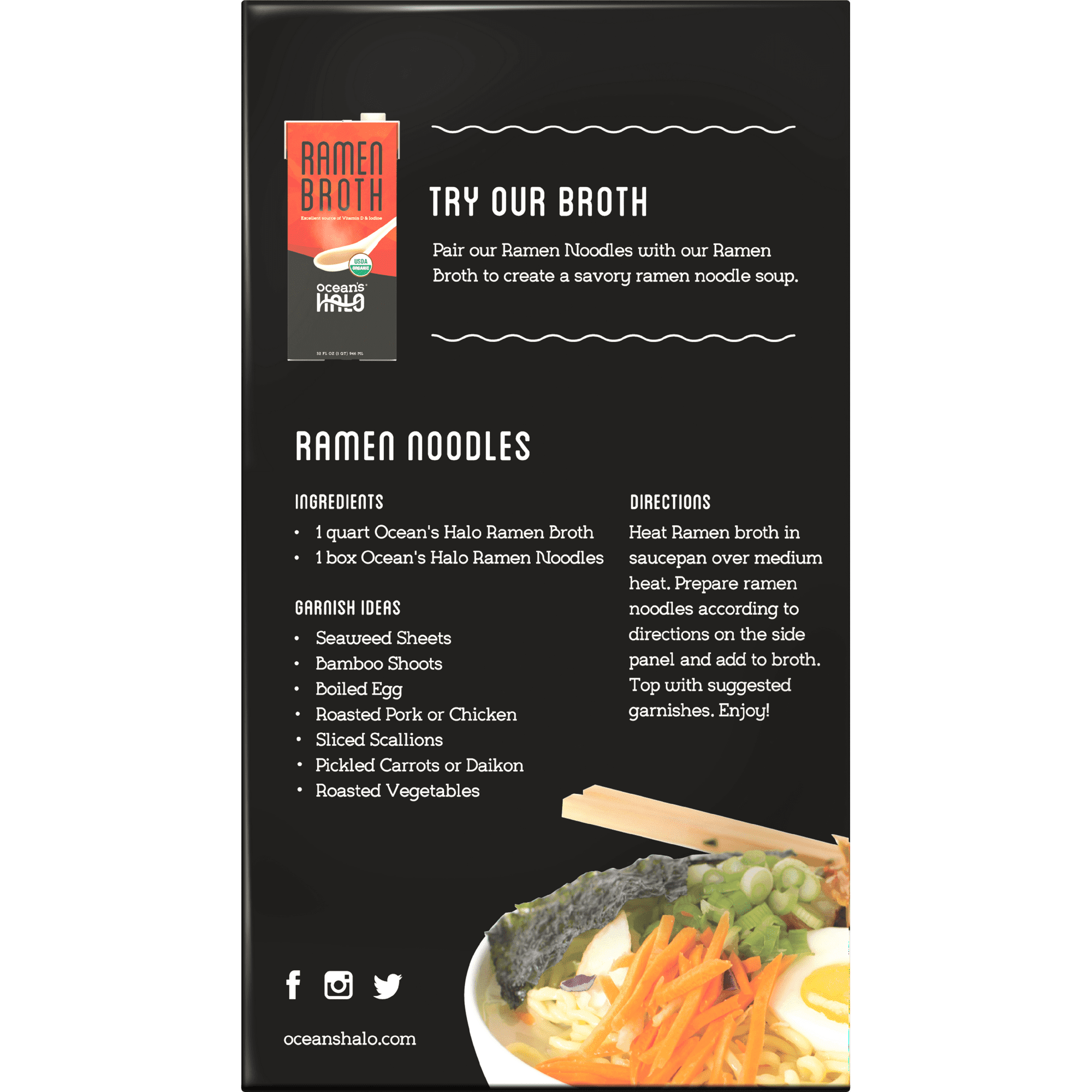 Ocean's Halo, Organic Ramen Noodles, Vegan, USDA Organic, Fast and Easy, 8.4 oz