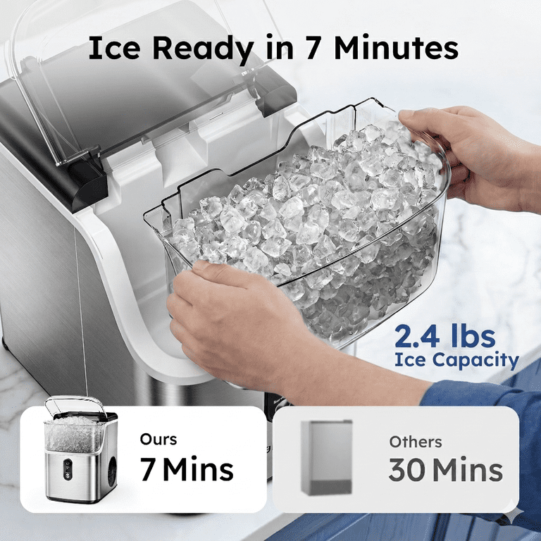 SIMZLIFE Nugget Ice Maker Countertop, Portable Self-Cleaning