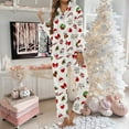 thumbnail image 2 of Pajama Sets for Women 2 Piece Trendy V Neck Button Christmas Print Long Sleeve Flannel with Long Pants Set Womens Pjs, 2 of 5
