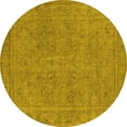 thumbnail image 1 of Ahgly Company Machine Washable Indoor Round Oriental Yellow Industrial Area Rugs, 4' Round, 1 of 4