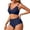 Blue, variant on Bikini Sets for Women Scalloped Trim Swimsuits High Waisted Tummy Control Two Piece Bathing Suits 2025
