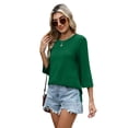 thumbnail image 4 of WIHOLL Womens Tunic Tops 3/4 Length Sleeve Blouses for Spring Summer Business Casual Side Slit Crewneck Outfits, 4 of 11