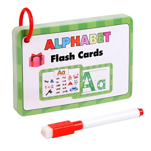CCOCC Alphabet Flash Cards for Toddlers Teach Toddler Abc Letters and Words 26 Letter Words Flashcard Early Education Letter Erasable Card Puzzle Toy- Preschool Learning