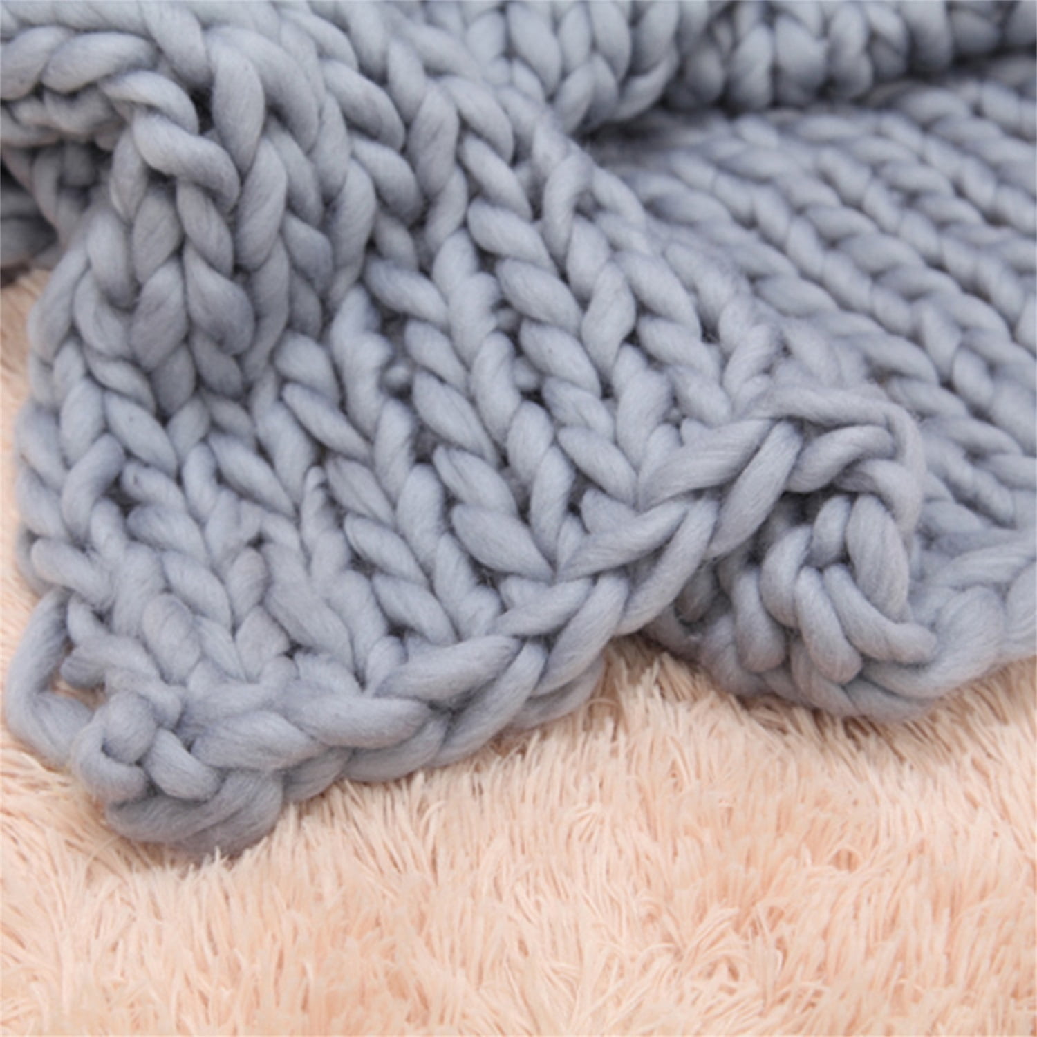 Lowestbest Chunky Knit Blanket, Handmade Warm Soft Throw Blanket, Cable Knit Blanket - Light Grey (51" x 67") Lowestbest Chunky Knit Blanket, Handmade Warm Soft Throw Blanket, Cable Knit Blanket - Light Grey (51" x 67")