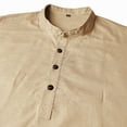 thumbnail image 7 of Aobny T-Shirt Button Up Cotton Linen Solid Mens Tshirt Henley Short Sleeve Vintage T Shirts,Khaki,XL, 7 of 7