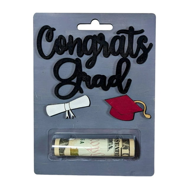 Wooden Graduation Money Holder Pendant Money Card Craft Souvenir (Light Brown)