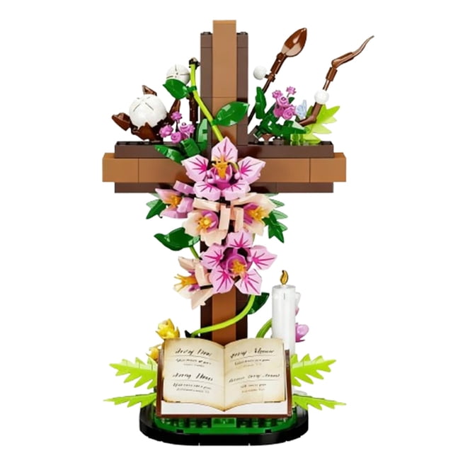 Set de bloques de construcción SHAIMIOU Cruz con flores para decoración DIY