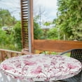 thumbnail image 2 of Ambesonne Floral Fitted Round Tablecloth, Modern Romantic Wild Ginkgo, 36"- 40" Diameter, Pink Dried Rose and White, 2 of 5