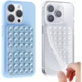thumbnail image 1 of wonima11 2PCS Silicone Suction Cup Phone Case Mount Double Sided, Hands-Free Phone Accessories Holder for Selfies and Videos, Silicon Sticky Phone Grip for Cell Phone Transparent&Light Blue, 1 of 1