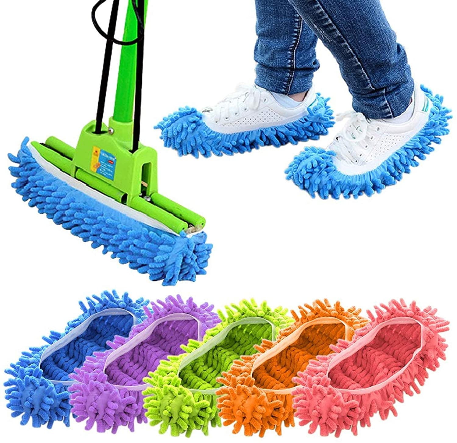 Womens Mens Microfiber Cleaning Mop Slipper Machine Washable For Floor Sweepers 