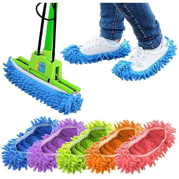Manunclaims Mop Slippers for Floor Cleaning, Washable Reusable Shoes Cover, Microfiber Dust Mops Mop Socks for Women Men Kids Foot Dust Hair Cleaners Sweeping House Office Bathroom Kitchen