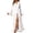 White, variant on Women's Ruffle Trim Long Sleeve Belted Sheer Mesh Wedding Bride Robe Nightgown