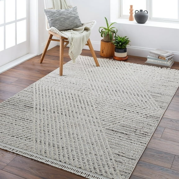 Livabliss Area Rugs for Living Room, 7x9 Berlin Modern Sage Rug, Bedroom Dining Room Home Decor Stain Resistant Carpet (6'7" x 9')