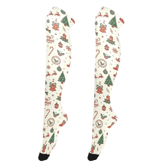 Christmas Bell High Thigh Socks Over Knee Thin Tights Long Stocking for Women Leg Warmer