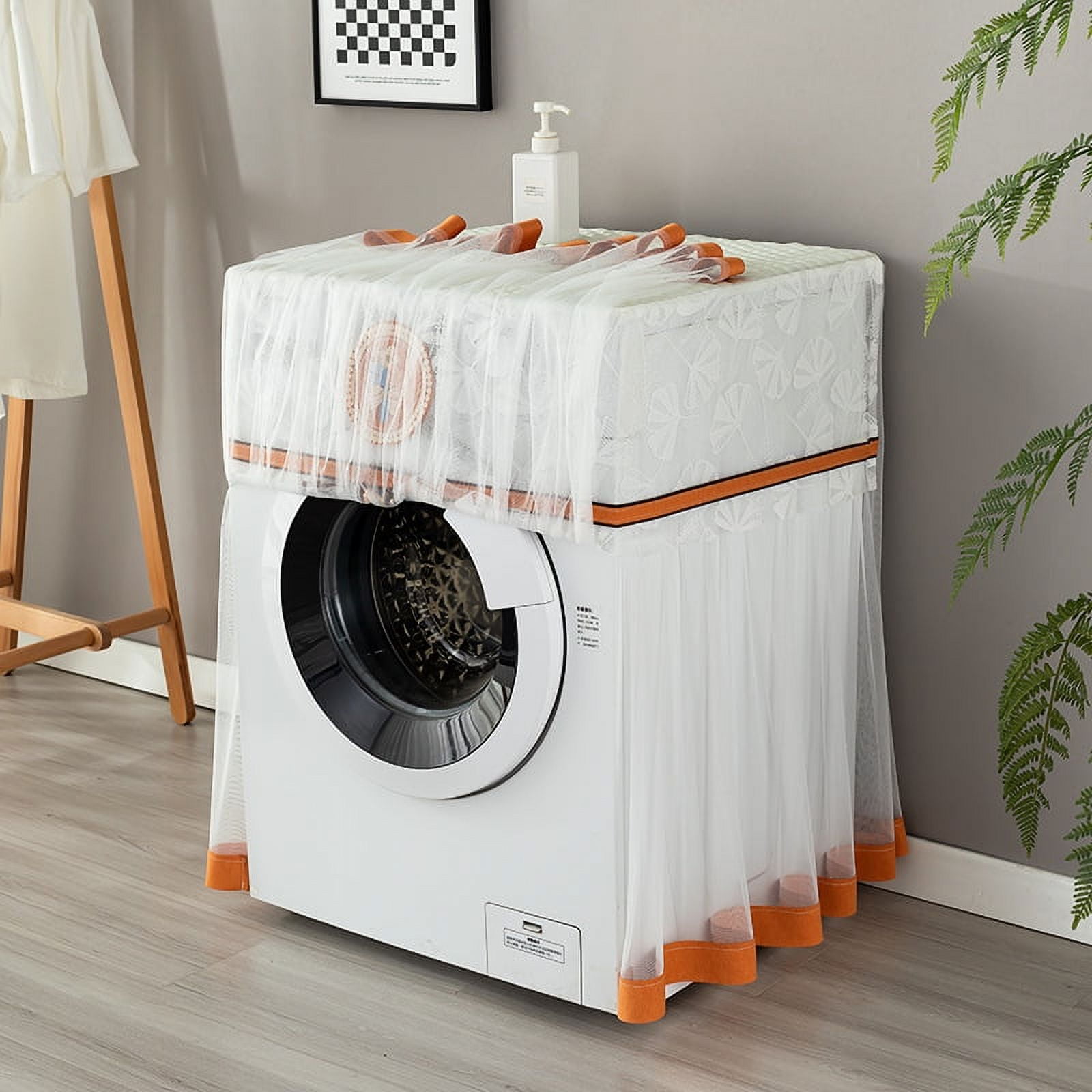 ERDOUY 1 piece washing machine dust cover new lace yarn washing machine dust cover household drum sun protection cover decoration 60 * 60 * 85cm (orange)