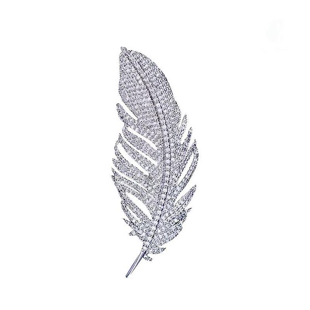 (Plata) Broche de plumas retro Broche decorativo Broche de plumas para mujer Broche para decorar ropa y accesorios, para la vida diaria, vacaciones, bodas