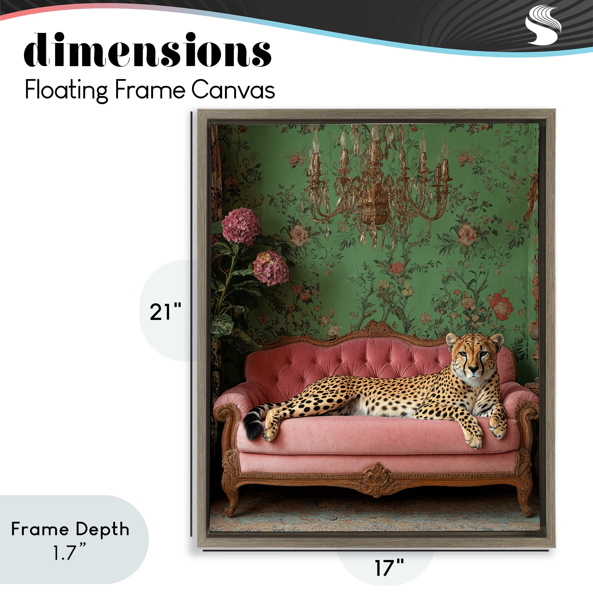 Stupell Industries Ornate Sophisticated Leopard Lounging Brown Framed Floater Canvas Wall Art, design by Scott Stulberg