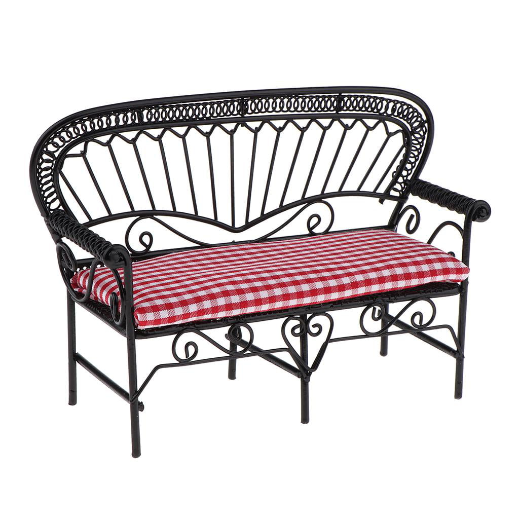 White 1:12 Double Chair Sofa Metal Miniature Lounge Couch Furniture Red 