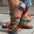 thumbnail image 6 of Mostsola Colorful Strappy Flip Flops for Women Toe Ring Clip Toe Elastic Gladiator Flat Sandals, 6 of 9