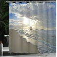 thumbnail image 4 of Ambesonne Beach Shower Curtain, Sailing Shipt Sunset, 69"Wx75"L, Blue Beige White, 4 of 5