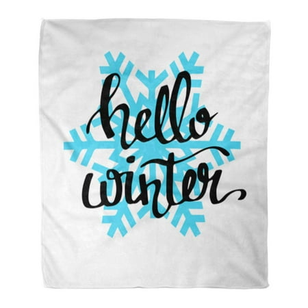 Media Sofa LADDKE Throw Blanket Warm Cozy Print Flannel Hello Winter Text on Red Knit Season December Greetings for Social Media Comfortable Soft for Bed Sofa and Couch 58x80 Inches ()