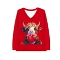 thumbnail image 5 of AUNVITO Women's Valentine's Day T-shirt Long Sleeve V-Neck Pullover with Print Casual and Trendy Loose Fit, 5 of 5