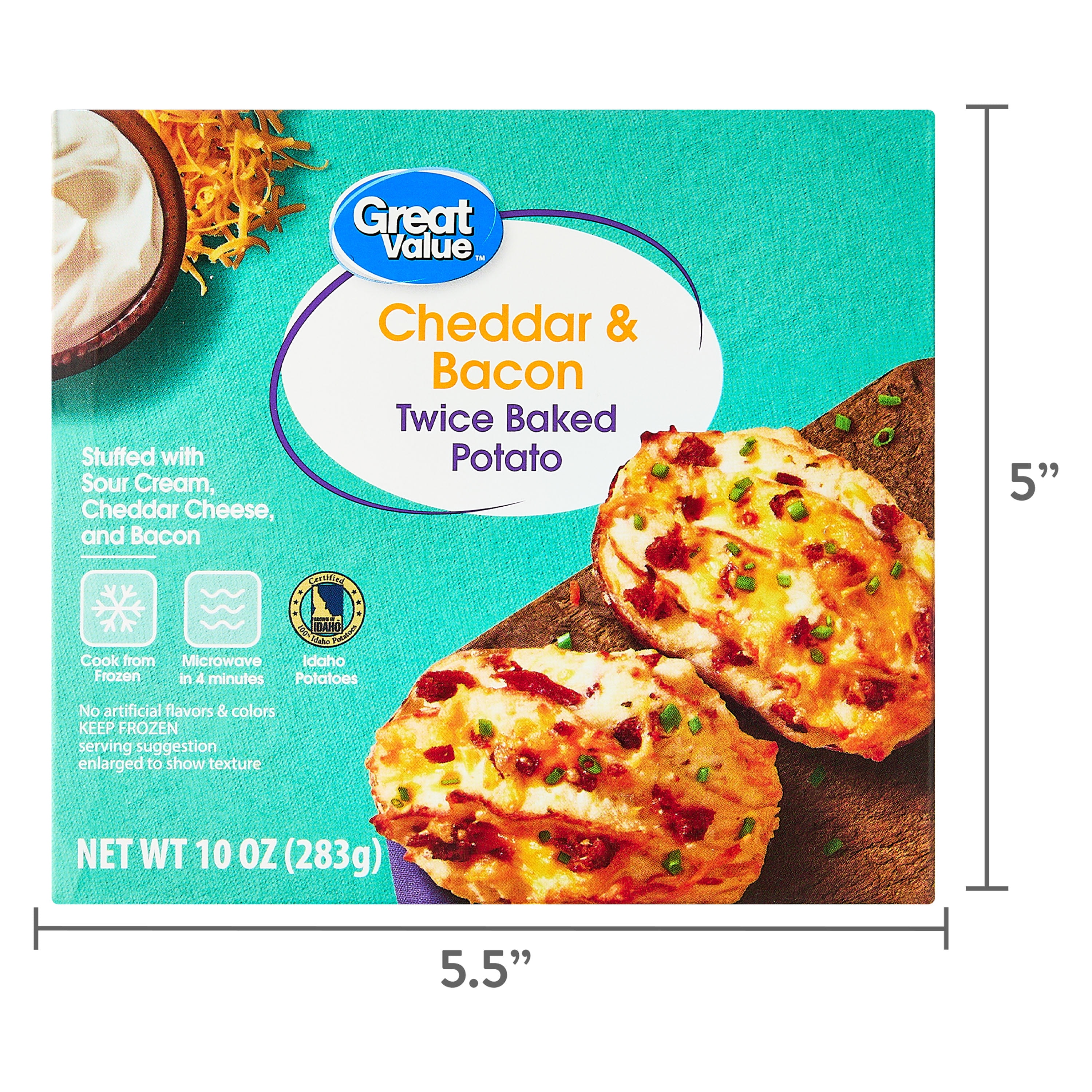 Great Value Cheddar and Bacon Twice Baked Potatoes, 10 oz (Frozen)