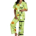thumbnail image 2 of Halloween Pajamas Women Set 2 Pieces Pumpkin Printed Short Sleeve Button Down Shirts And Long Pants Loose Fit Soft Comfortable Fall Womens Pjs Sets Green XL, 2 of 5